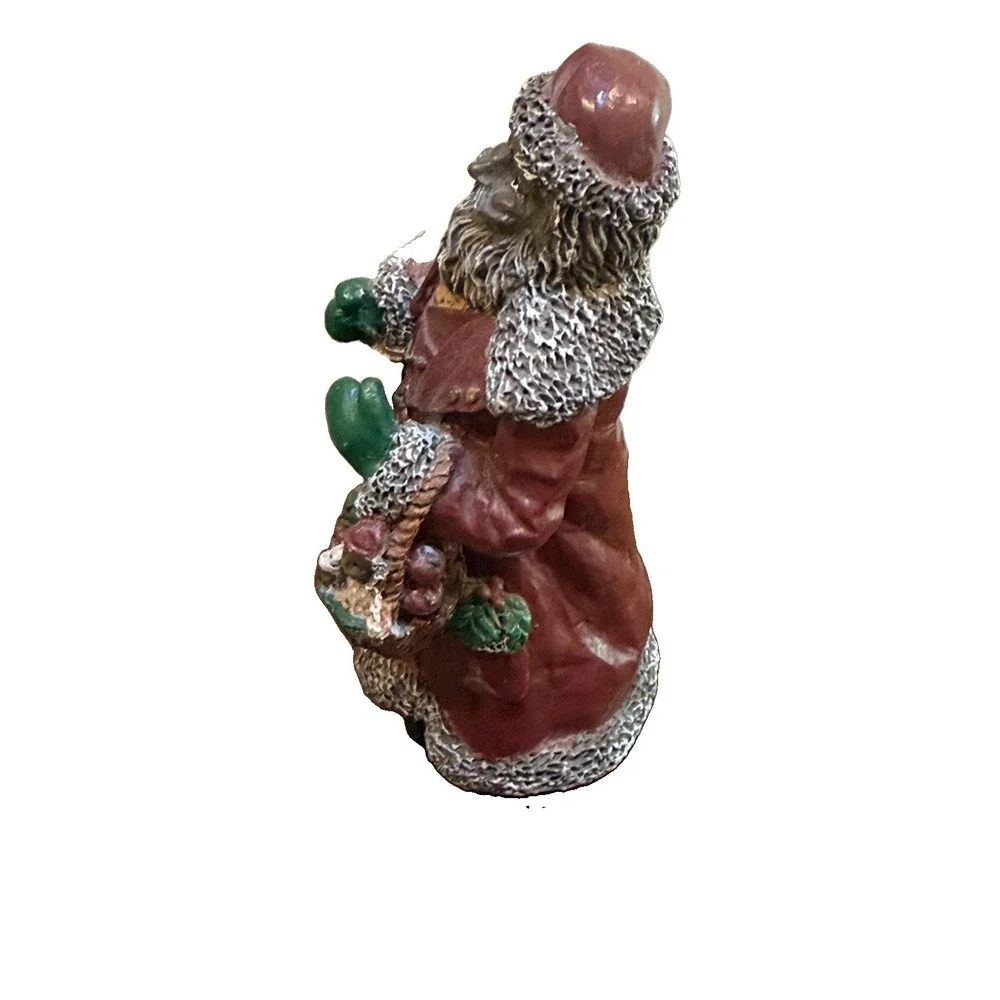 Vintage Young's Inc African American Santa Claus Figurine Red Coat Cap Christmas